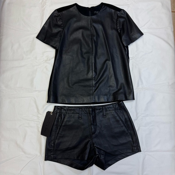 New Rag & Bone Black Lamb Skin Leather Shirt and Shorts Set size M and 27 Shorts - Picture 2 of 13